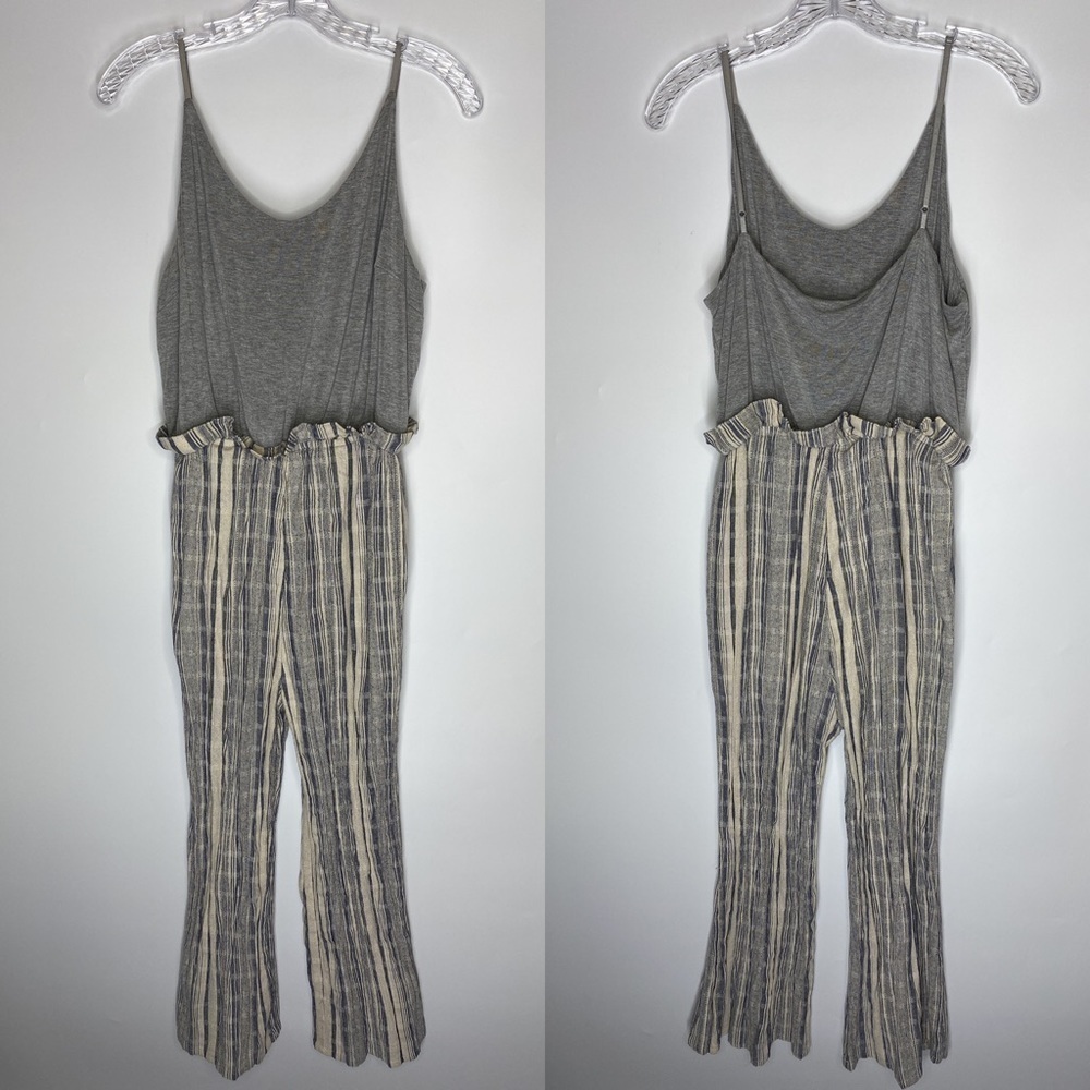 Umgee Striped Jumpsuit Blue Gray Size Large